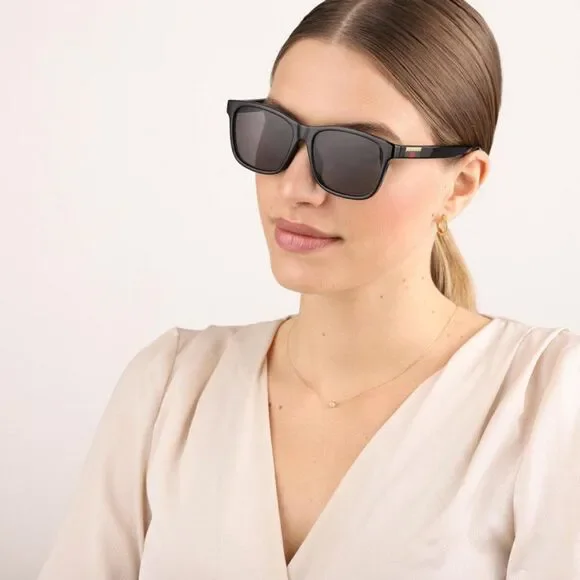 NEW GUCCI GG0746S 001 Black Grey Square Unisex Sunglasses display picture 1